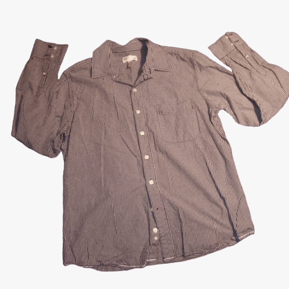 NOBO LONG SLEEVE BUTTON DOWN BLACK& WHITE SHIRT